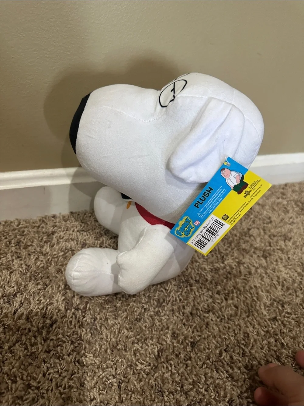NEW White Plush Dog Toy with Black Nose and Red Collar